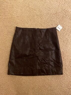 Free People Black Faux Leather Mini Skirt